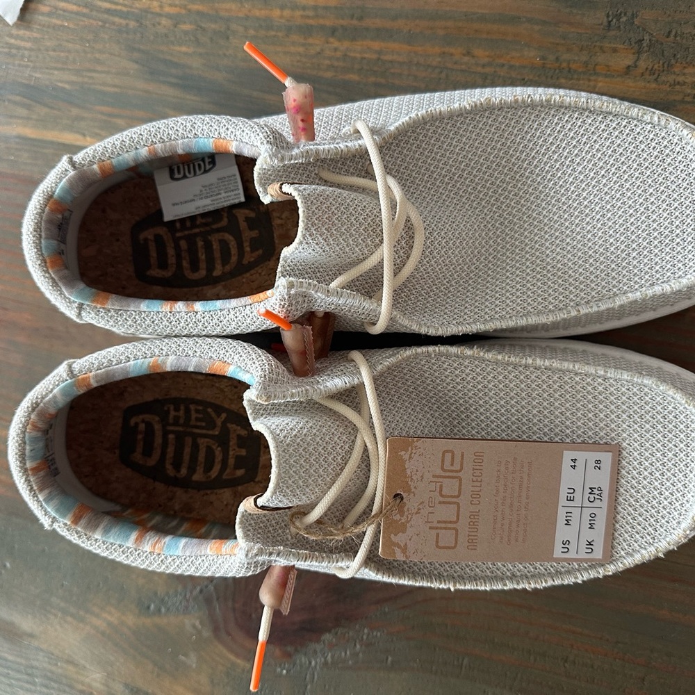 Hey Dude Light Gray Shoes with Orange Accents